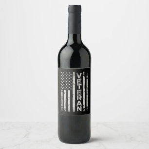 Étiquette Pour Bouteilles De Vin Vétéran Drapeau Américain Armée Américaine Patriot