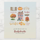 Étiquette Pour Bouteilles De Vin Vibes d'automne Russe aquarelle Bachelorette (Étiquettes simples)