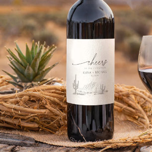 Étiquette Pour Bouteilles De Vin Vibes du désert Mariage Paysage ivoire ID1019