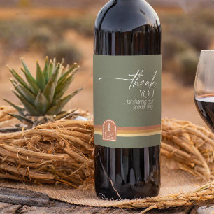 Étiquette Pour Bouteilles De Vin Vibes du désert Merci Mariage Stripe ID1019