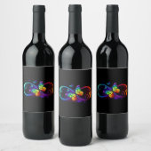 Étiquette Pour Bouteilles De Vin Vibrant infinity with rainbow butterfly on black (Bouteilles)