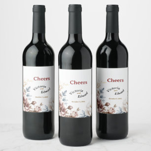 Étiquette Pour Bouteilles De Vin Victorian Peony Luxe Boisson et bouteille de vin É