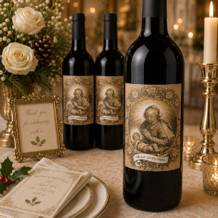 Étiquette Pour Bouteilles De Vin Vierge Marie Jésus Noël Vintage