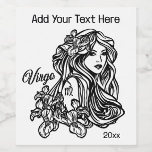 Étiquette Pour Bouteilles De Vin Vierge Vierge Zodiaque Texte Haut Année Bas