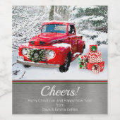 Étiquette Pour Bouteilles De Vin Vieux camion rouge (Étiquettes simples)