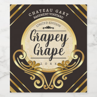 Étiquette Pour Bouteilles De Vin Vigneron fantaisie or faux vinification maison