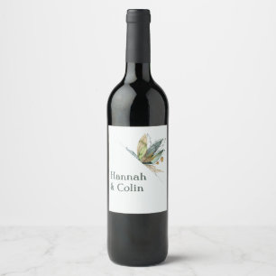Étiquette Pour Bouteilles De Vin Vignes romantiques minimaliste Jardin Vert Bleu