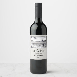 Étiquette Pour Bouteilles De Vin Vignoble champs d'illustration Étiquette de vin pe