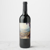 Étiquette Pour Bouteilles De Vin Vignoble italien Paysage rustique (Devant)
