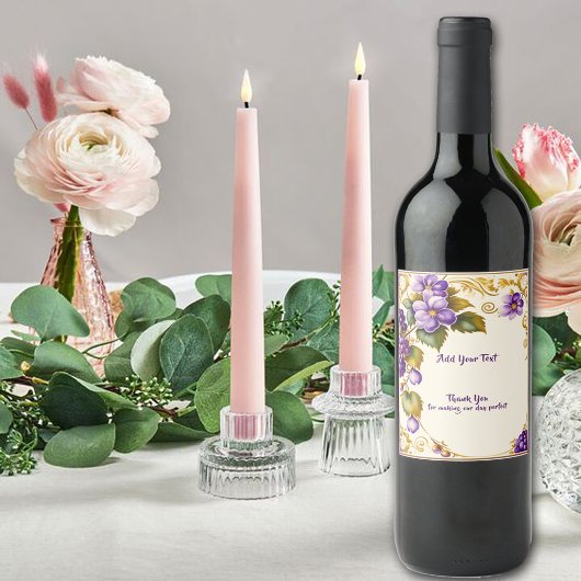 Étiquette Pour Bouteilles De Vin Vignoble Vignoble Mariage de raisins violets Fleur