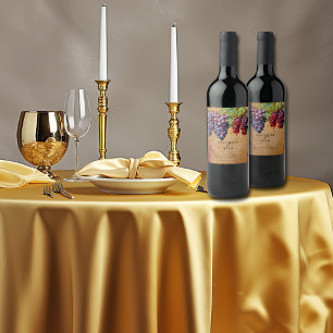 Étiquette Pour Bouteilles De Vin Vignoble Vignoble Mariage Purple Red Raisins