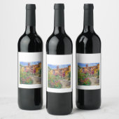 Étiquette Pour Bouteilles De Vin Village toscan avec fleurs (Bouteilles)