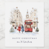 Étiquette Pour Bouteilles De Vin Ville de Noël à Londres (Étiquettes simples)
