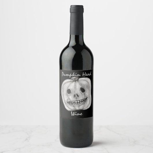 Étiquette Pour Bouteilles De Vin Vin à tête citrouille | Halloween (Devant)
