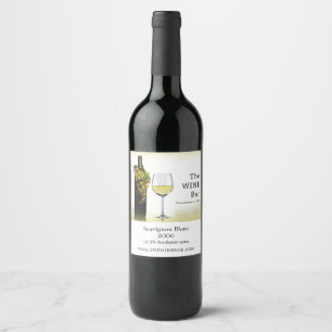 Étiquette Pour Bouteilles De Vin Vin blanc et raisins, Bar à vin/Cave à vin