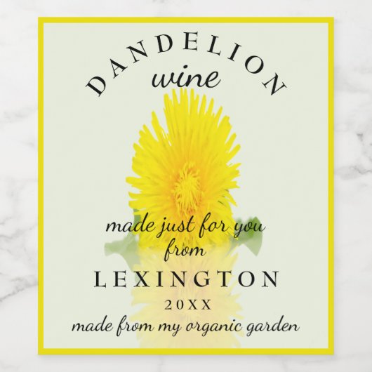 Étiquette Pour Bouteilles De Vin Vin Dandelion Bio Maison (Étiquettes simples)