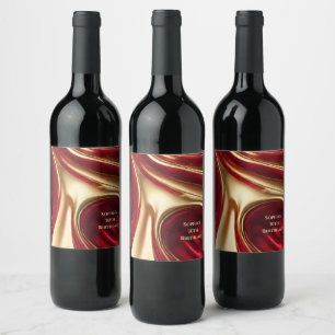 Étiquette Pour Bouteilles De Vin Vin d'anniversaire moderne Étiquette - Rouge et or