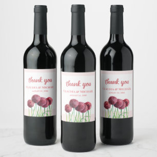 Étiquette Pour Bouteilles De Vin Vin d'aquarelle mariage violet rose Alliances