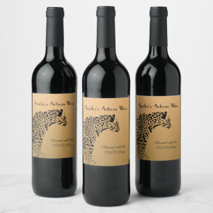 Étiquette Pour Bouteilles De Vin Vin d'artiste Jaguar noir et or