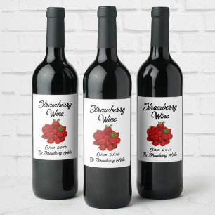 Étiquette Pour Bouteilles De Vin Vin de fraise Baies photographiques