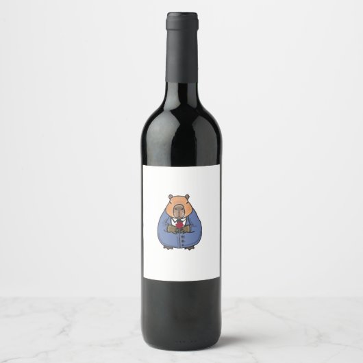 Étiquette Pour Bouteilles De Vin Vin de la Saint-Valentin capybara (Devant)