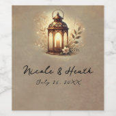 Étiquette Pour Bouteilles De Vin Vin de Mariage rustique de Lanterne brillante en b (Étiquettes simples)