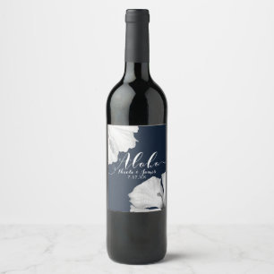 Étiquette Pour Bouteilles De Vin Vin de mariage tropical bleu Hibiscus blanc Aloha