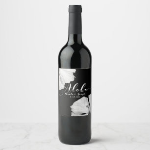 Étiquette Pour Bouteilles De Vin Vin de mariage tropical noir Aloha à l'hibiscus bl