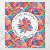 Étiquette Pour Bouteilles De Vin Vin de Noël Étiquette Aquarelle Botanique (Étiquettes simples)