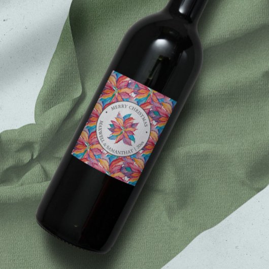 Étiquette Pour Bouteilles De Vin Vin de Noël Étiquette Aquarelle Botanique