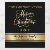 Étiquette Pour Bouteilles De Vin Vin de Noël noir et or Étiquette (Étiquettes simples)