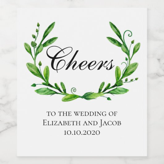 Étiquette Pour Bouteilles De Vin Vin d'été vert. La verdure fait mariage (Étiquettes simples)