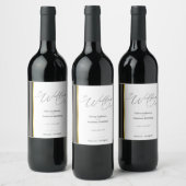 Étiquette Pour Bouteilles De Vin Vin Élégant Noir Gris Or Rayure Script (Bouteilles)