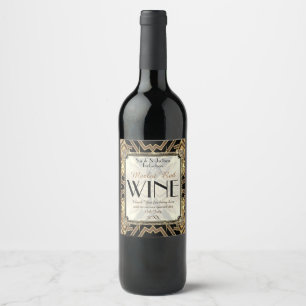 Étiquette Pour Bouteilles De Vin Vin Étiquette Art Déco Noir Or Motif géométrique