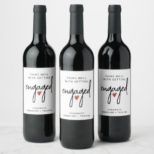 Étiquette Pour Bouteilles De Vin Vin fiançailles Étiquette Fiançailles Cadeau