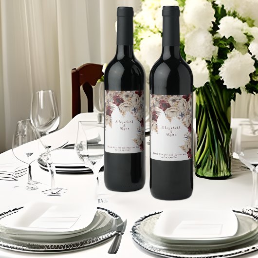 Étiquette Pour Bouteilles De Vin Vin mariage Blanc Bourgogne Fleurs