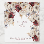 Étiquette Pour Bouteilles De Vin Vin mariage Blanc Bourgogne Fleurs (Étiquettes simples)