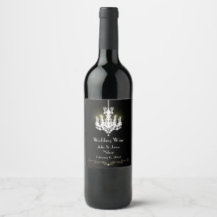 Étiquette Pour Bouteilles De Vin Vin Mariage de lustre noir et blanc