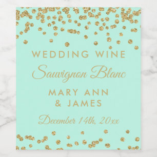 Étiquette Pour Bouteilles De Vin Vin mariage Étiquette or Parties scintillant Confe