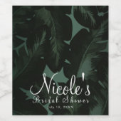 Étiquette Pour Bouteilles De Vin Vin Mariage vert et noir chic et Feuille (Étiquettes simples)