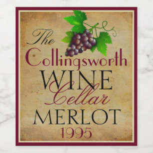 Étiquette Pour Bouteilles De Vin Vin Modèle Élégant Vintage Purple raisins sur mesu