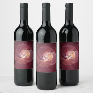 Étiquette Pour Bouteilles De Vin Vin moderne élégant Abstrait Art fractal rouge