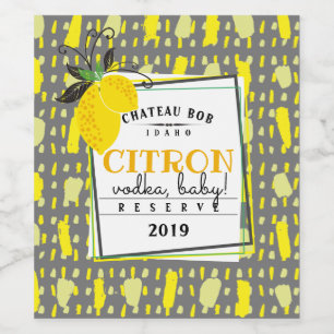 Étiquette Pour Bouteilles De Vin Vin personnalisé aux agrumes de citron maison
