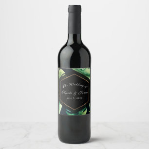 Étiquette Pour Bouteilles De Vin Vin personnalisé Feuille Black Green Gold