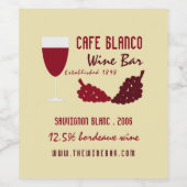 Étiquette Pour Bouteilles De Vin Vin & Raisins, Bar à vin/Cave à vin (Étiquettes simples)