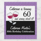 Étiquette Pour Bouteilles De Vin Vin rouge, 60e fête d'anniversaire (Étiquettes simples)