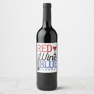 Étiquette Pour Bouteilles De Vin Vin rouge et 4 juillet bleu à boire