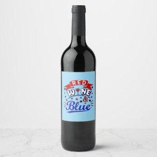 Étiquette Pour Bouteilles De Vin Vin rouge et bleu