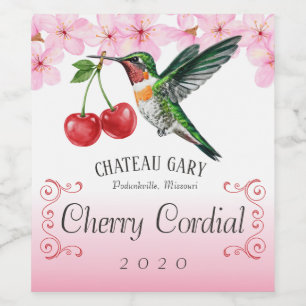 Étiquette Pour Bouteilles De Vin Vinaigre de cerise à l'ancienne cordial
