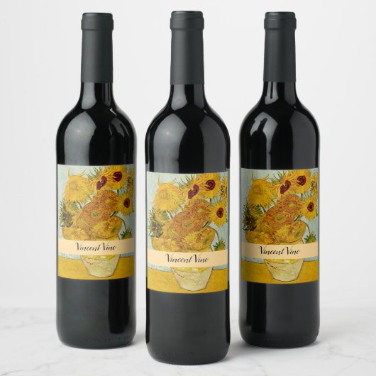 Étiquette Pour Bouteilles De Vin Vincent Van Gogh 12 Tournesols Impressionniste (Bouteilles)